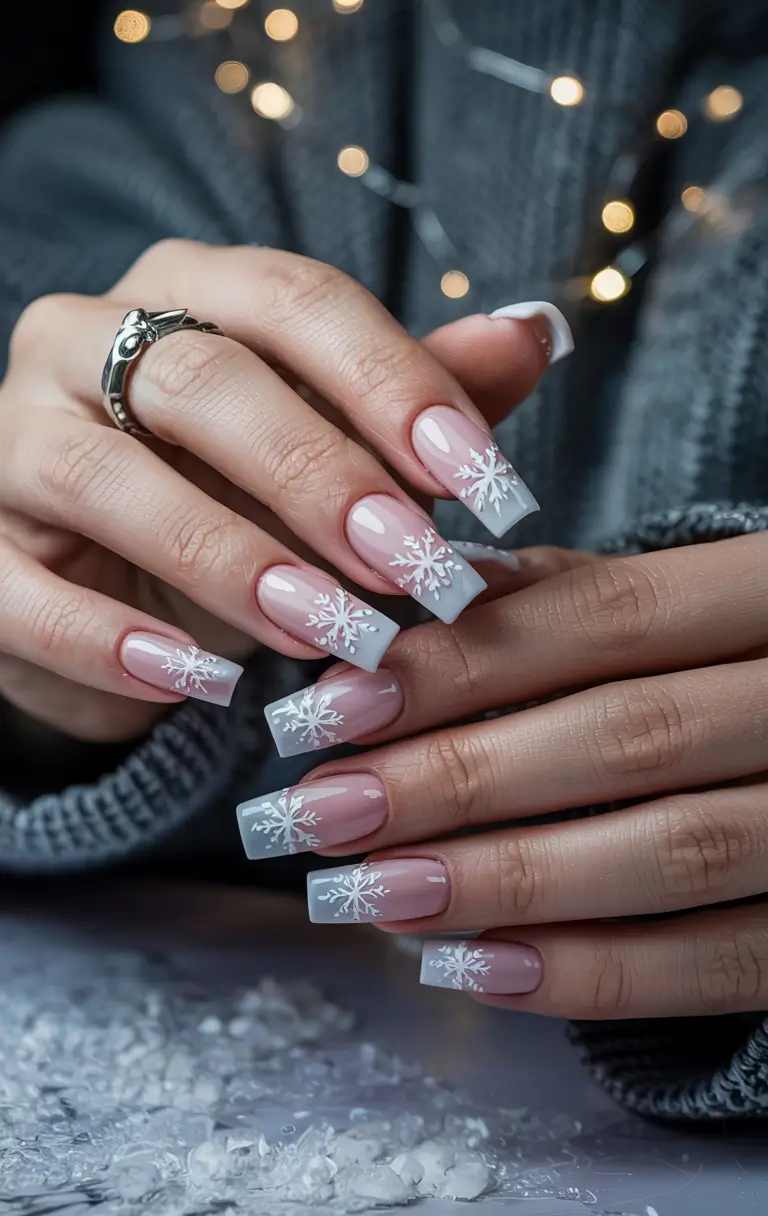 winter-acrylic-nails-french-tip-Crystal-Frost-French