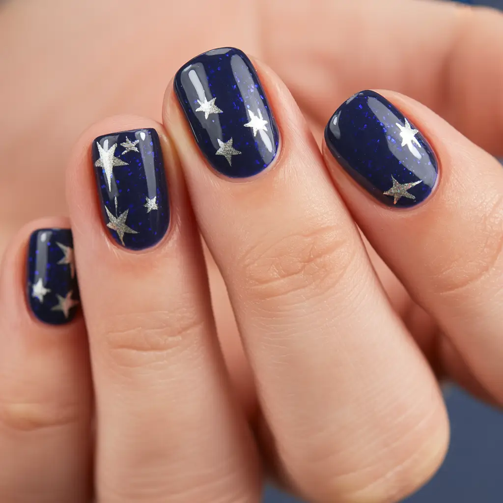 short-acrylic-nails-designs-for-winter-Starry-Night-Glow