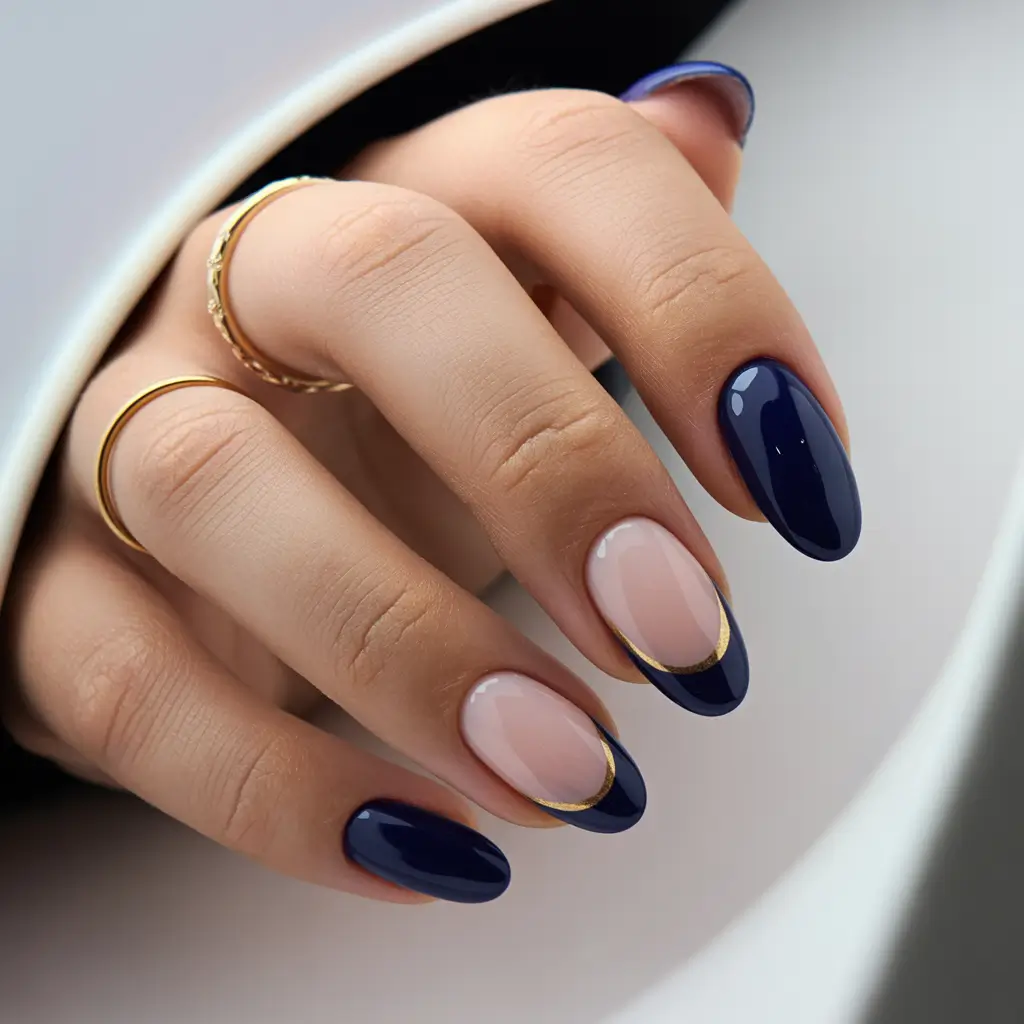 winter acrylic nails designs Midnight French