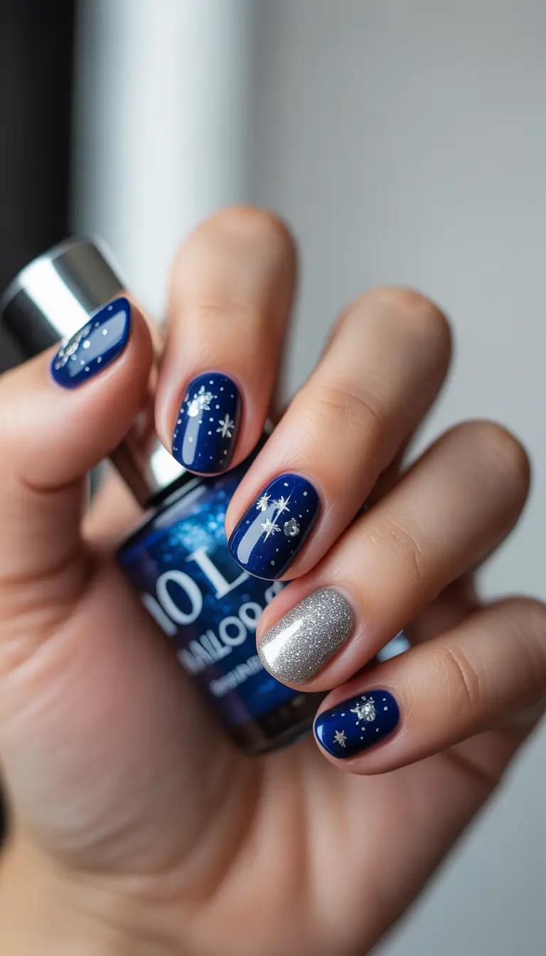 nails-acrylic-short-design-ideas-winter-Blue-Stardust-Elegance