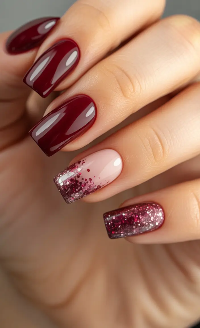 short coffin acrylic nails designs winter simple Cranberry Crush