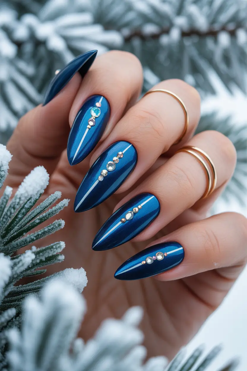 winter-acrylic-nails-designs-Frosted-Sapphire-Drama