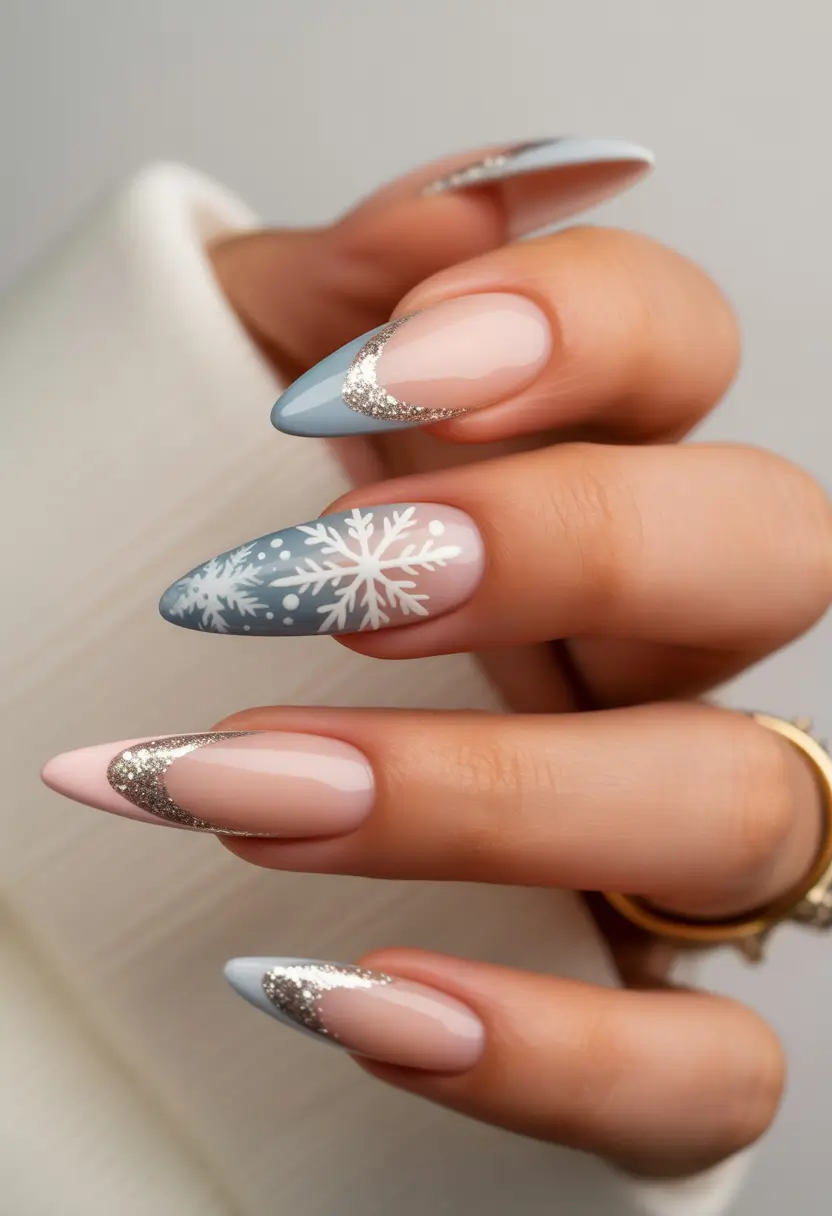short-acrylic-nails-designs-winter-Pastel-Frost-French