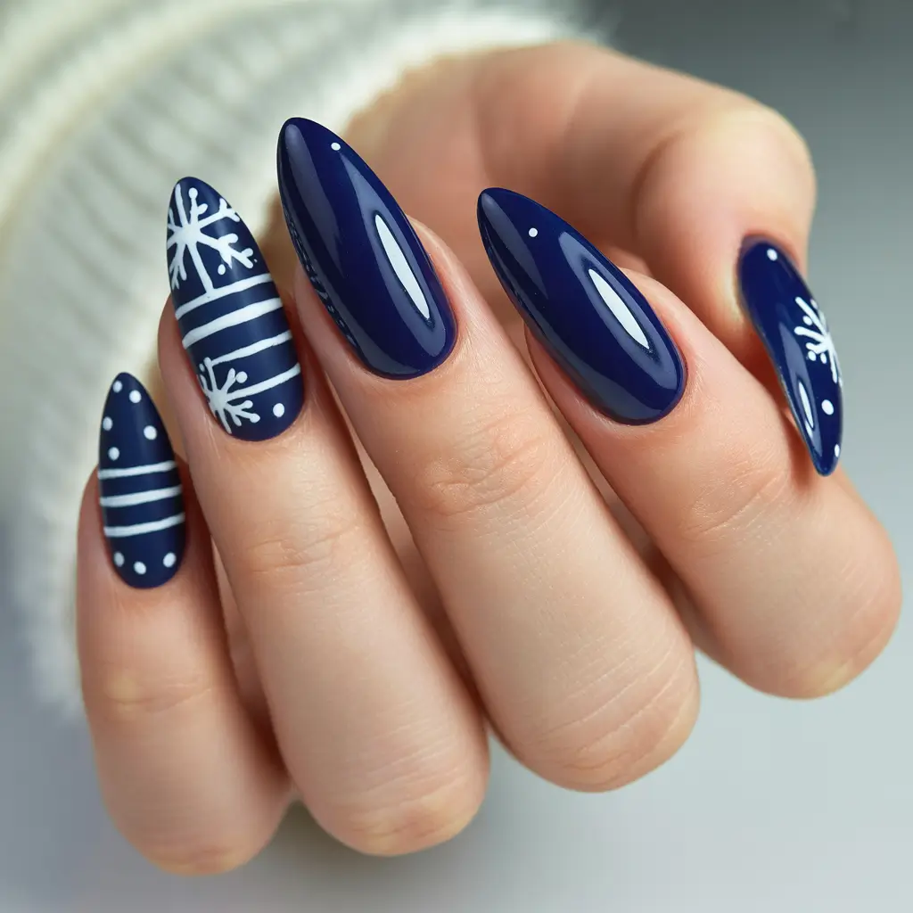 winter-oval-acrylic-nails-designs-Nordic-Night-Lines