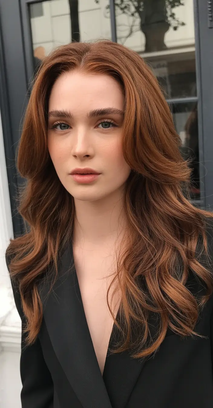 auburn hair colors Classic Auburn Layers with Polished Volume