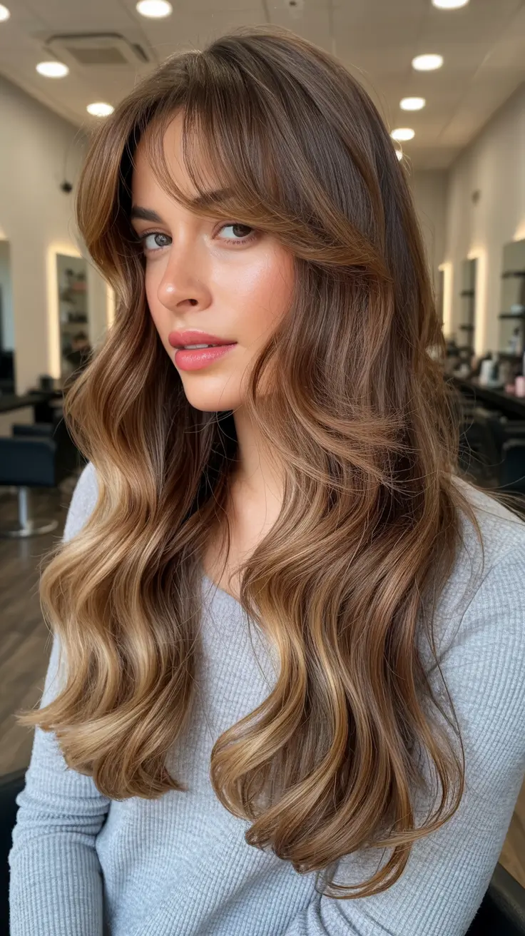 auburn brunette hair colors Soft Auburn Brunette with Face-Framing Highlights