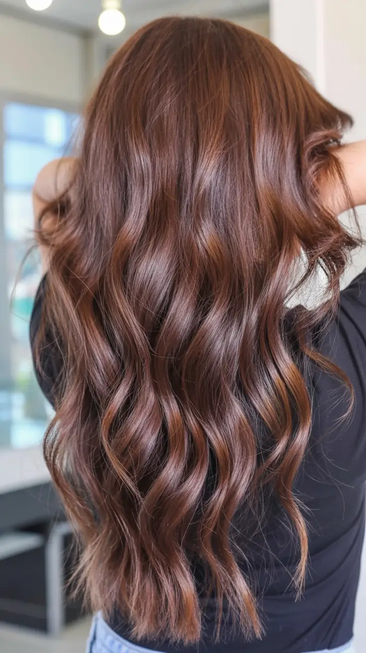winter hair colors for brunettes red dark auburn reddish brown brown Dark Auburn Glossy Texture