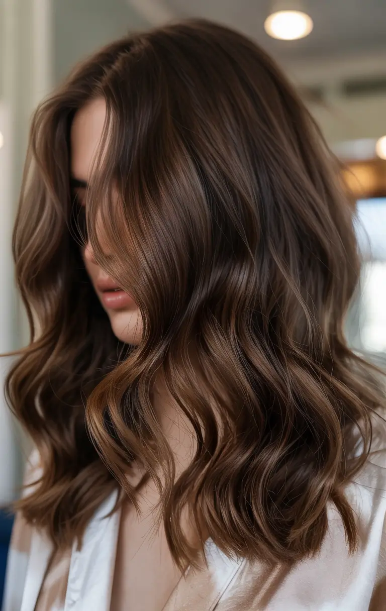 winter hair colors auburn Textured Auburn Brunette with a Modern Edge