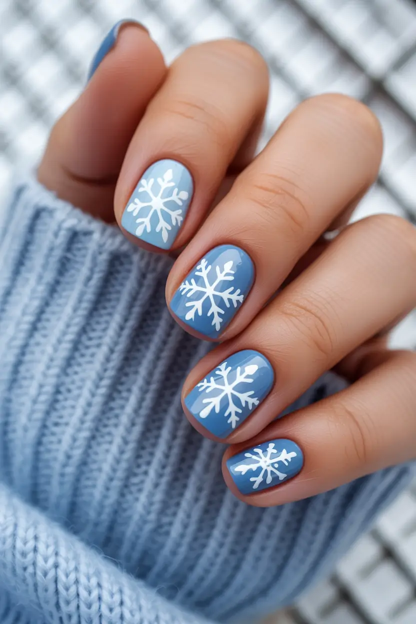 Best Gel Nails Christmas 2025 Frosty Blue Charm