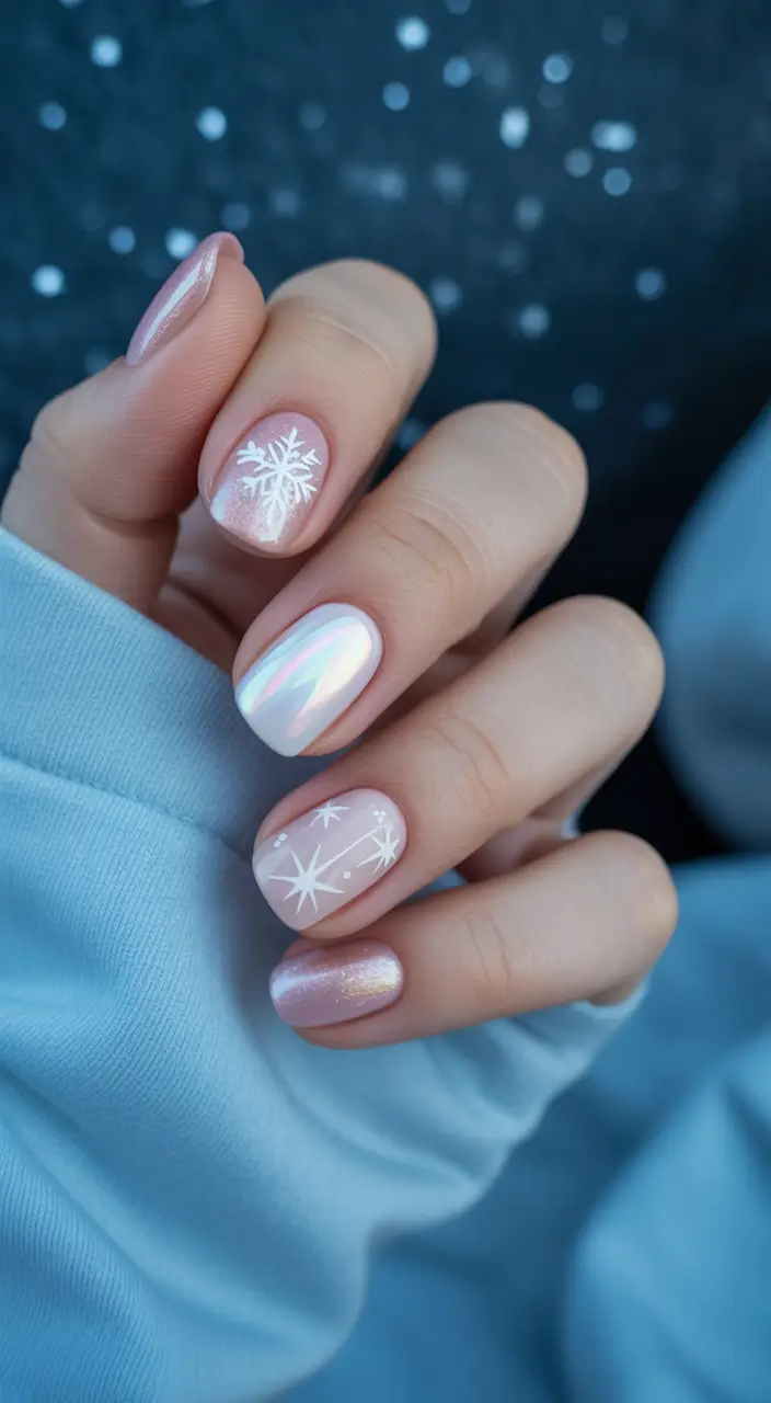 Best Gel Nails Christmas 2025 Pearl Glow Aurora