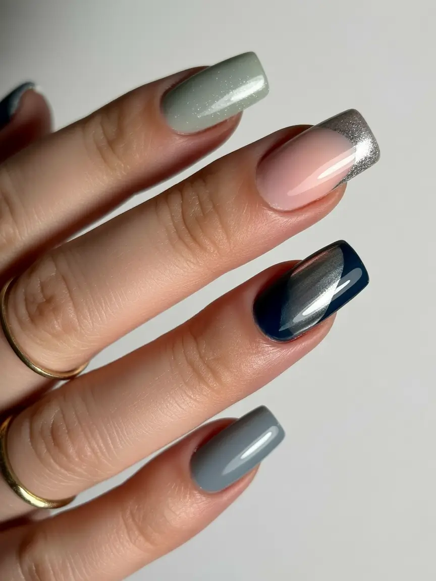 Best Gel Nails Christmas 2025 Frosted Modern Mix