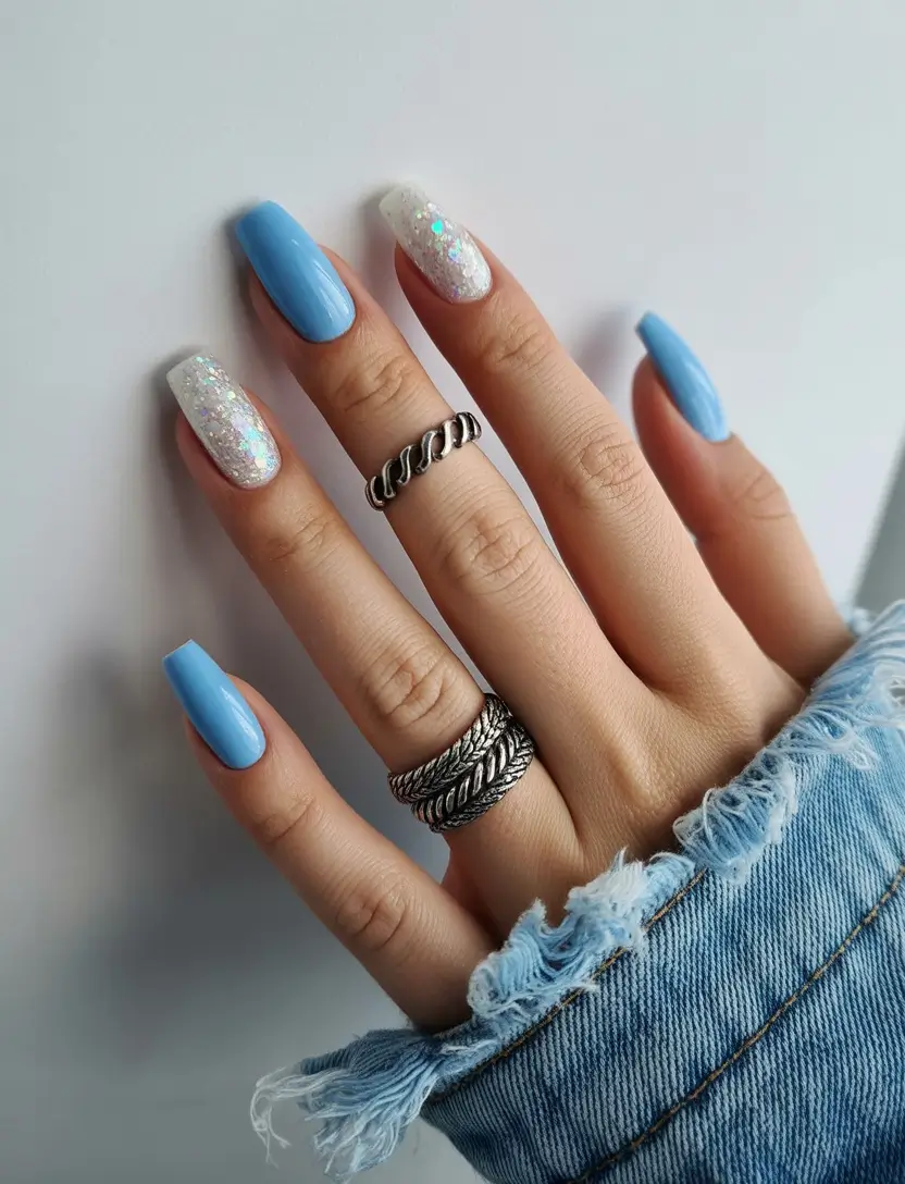 Best Gel Nails Christmas 2025 Winter Sky Sparkle