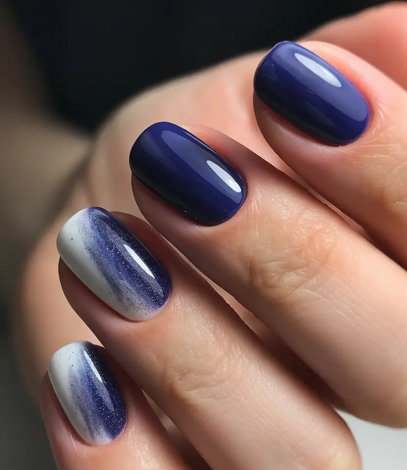 christmas gel nails designs winter Midnight Frost