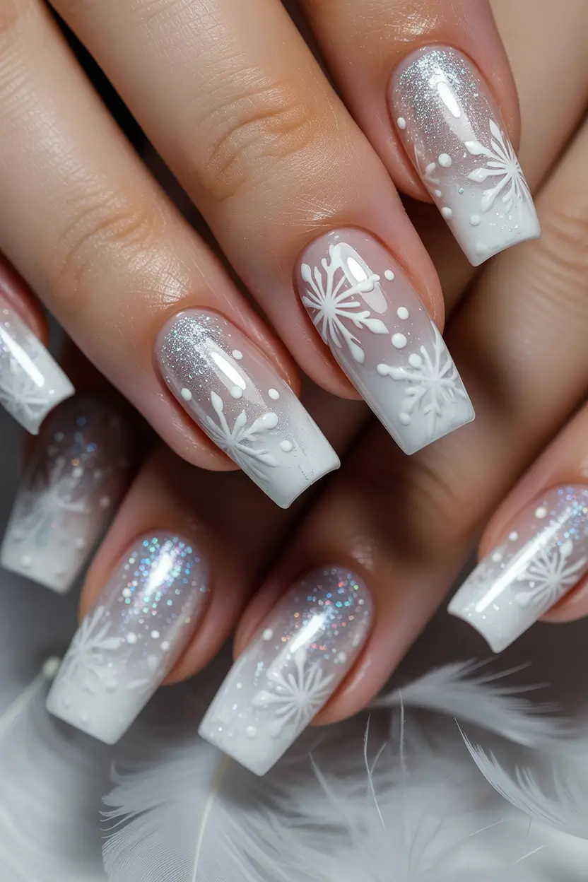 christmas gel nails ideas simple Snowflake Glow