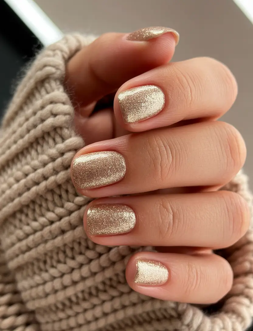 christmas gel nails ideas simple Golden Cozy Glow