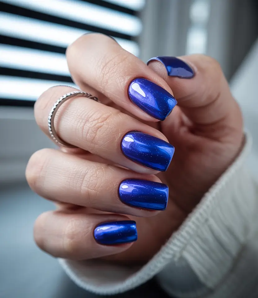 blue winter nails design Royal Pulse: Sapphire Shine