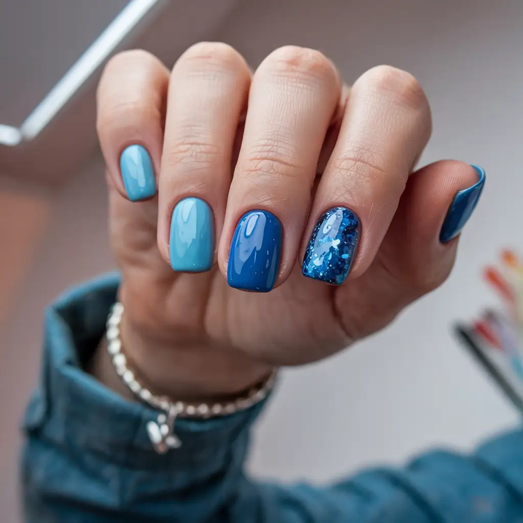 blue winter nails 2025 Frozen Denim Mood
