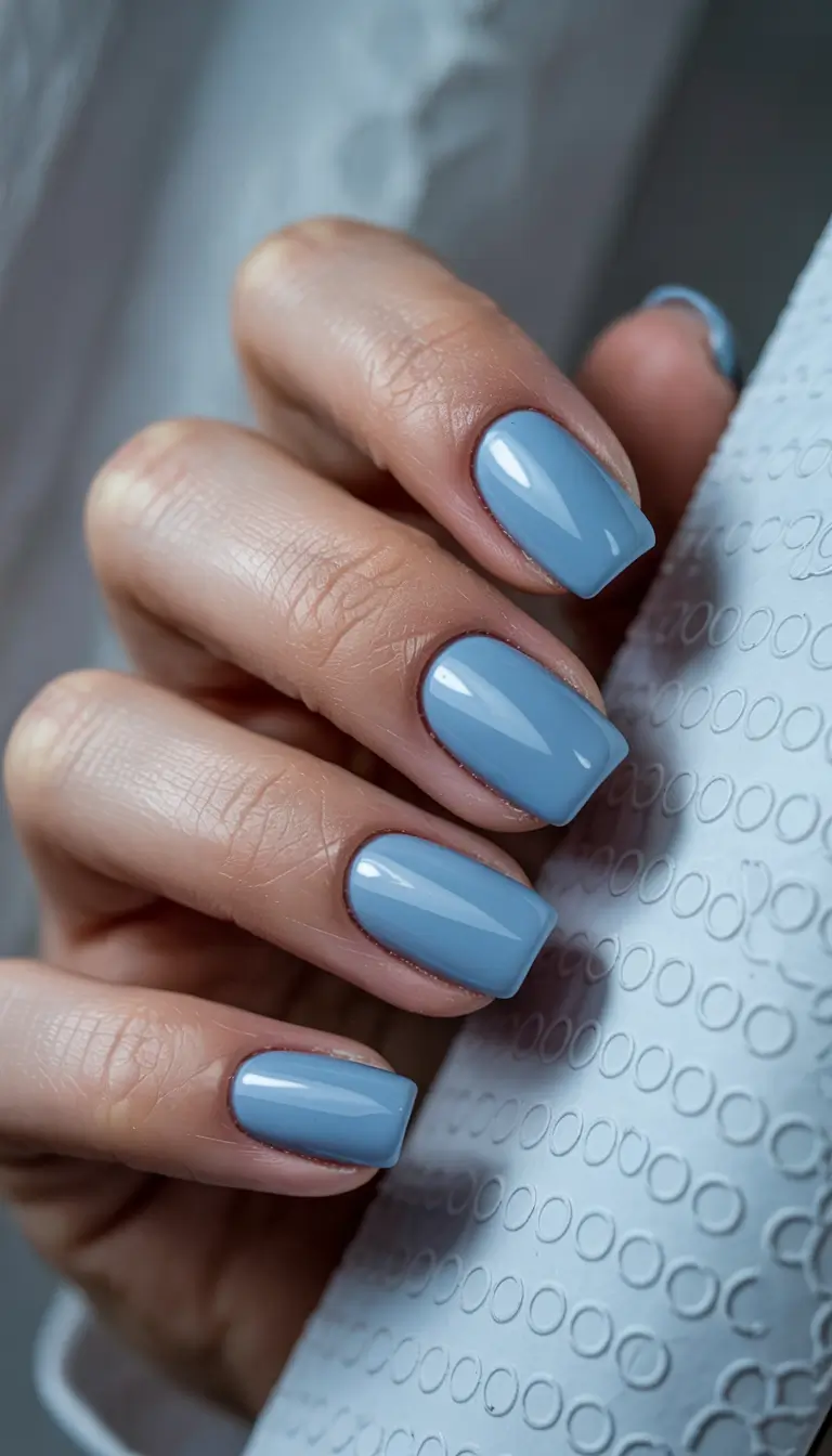 blue winter nails short Polar Whisper