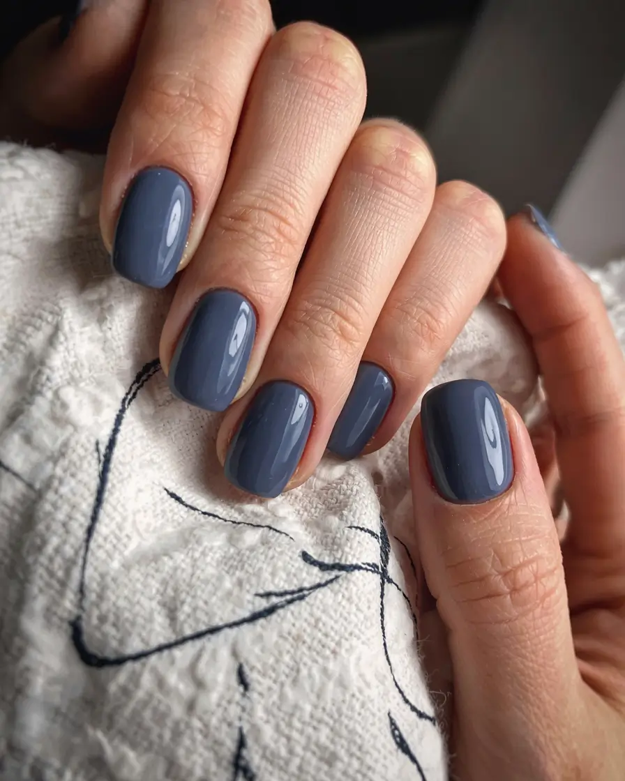 blue winter nails short Smoky Calm: The New Winter Neutral
