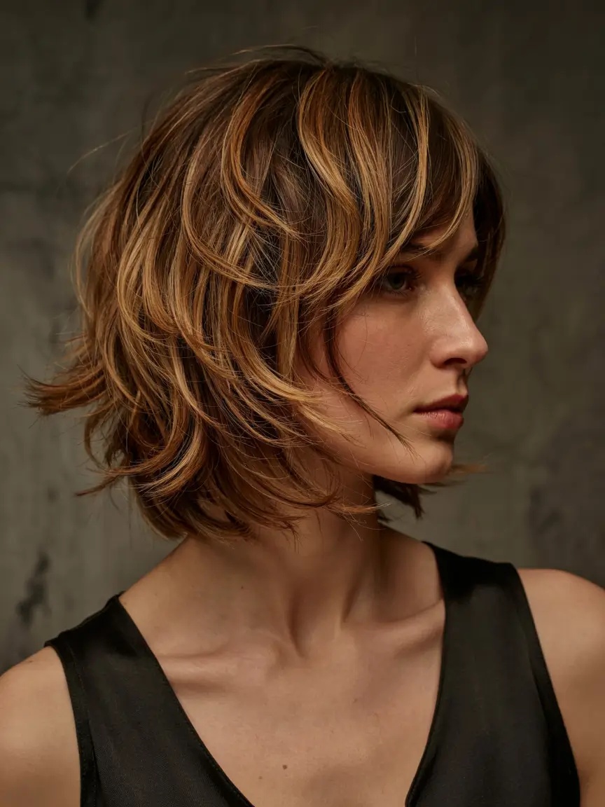 winter-bob-haircuts-2025-2026-Golden-Textured-Bob-with-Fringe
