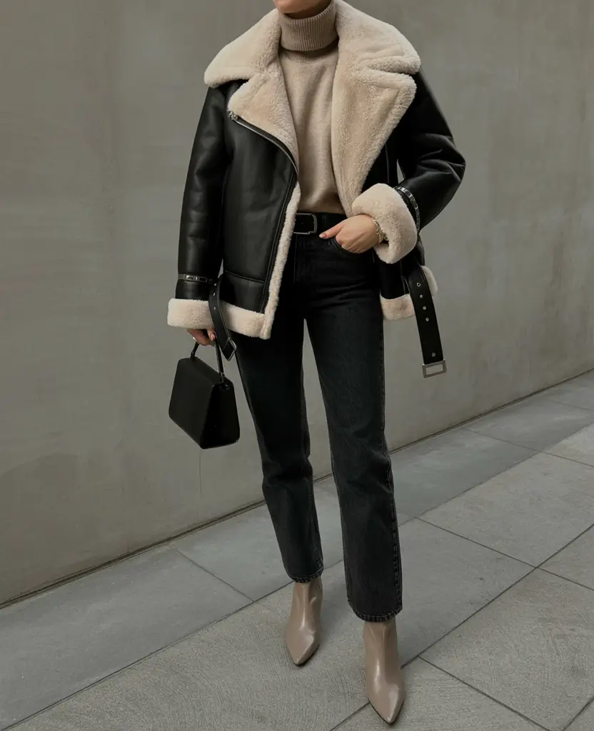 december outfits casual comfy Modern Shearling Elegance