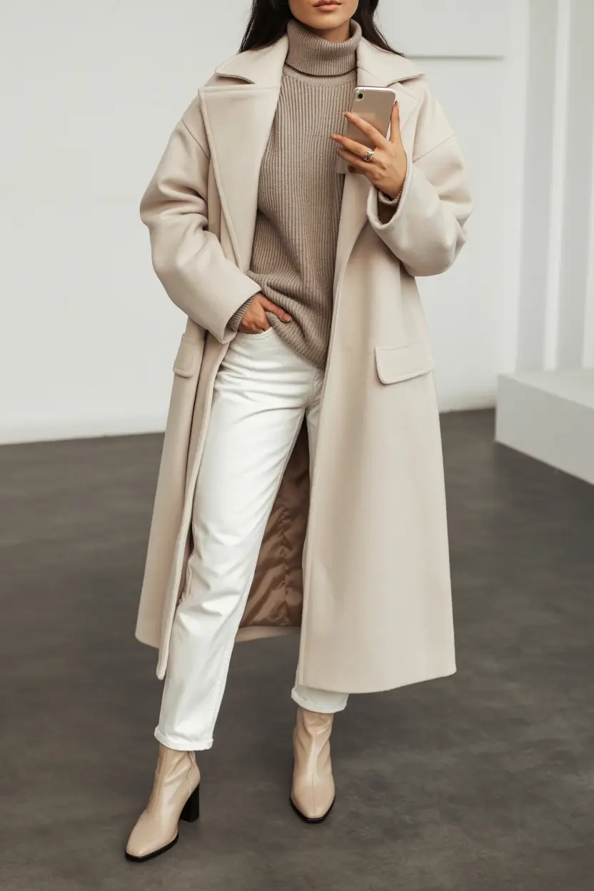 december casual work outfits Modern Minimalist Neutrals