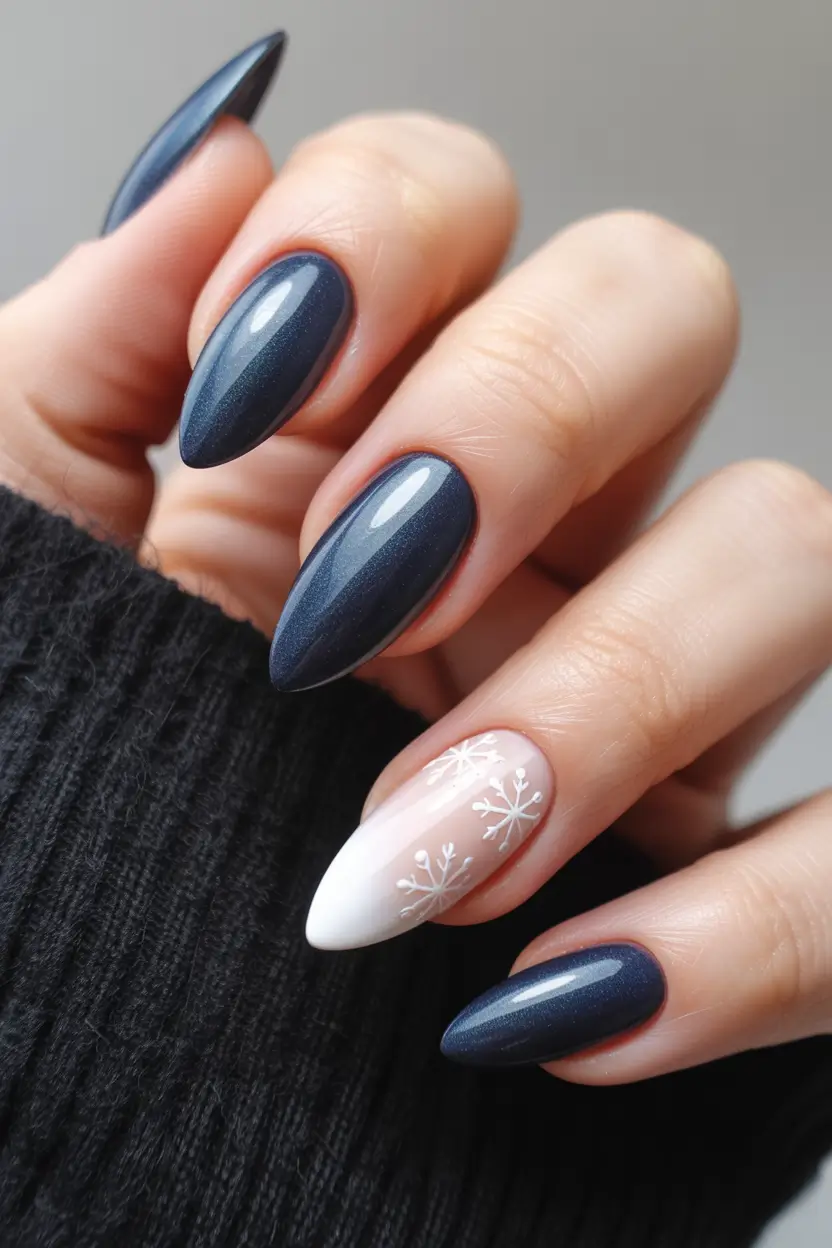 Christmas nails 2025 Midnight Ice Elegance