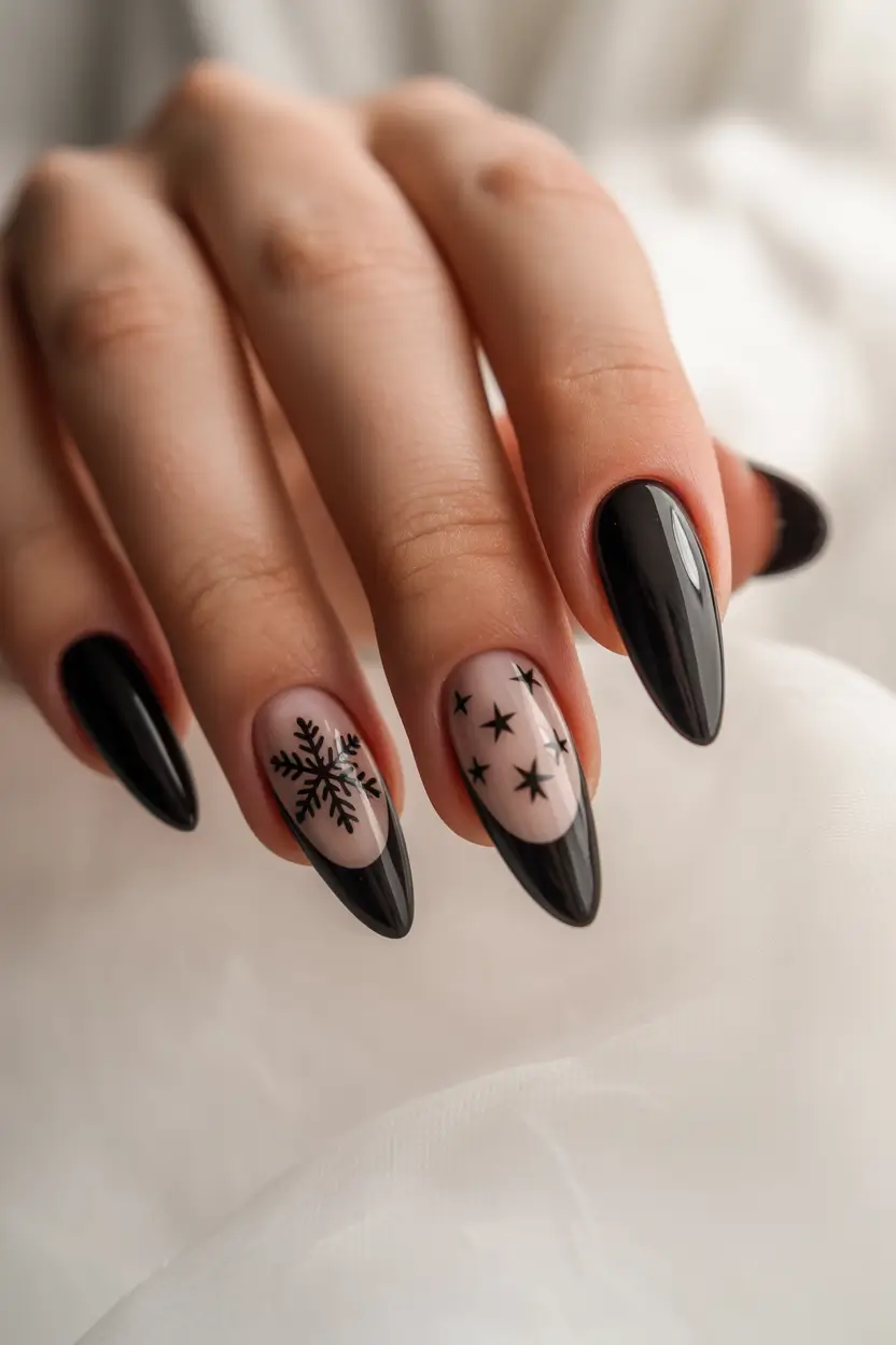 Chic Christmas Nails 2025 Starlit Noir Magic