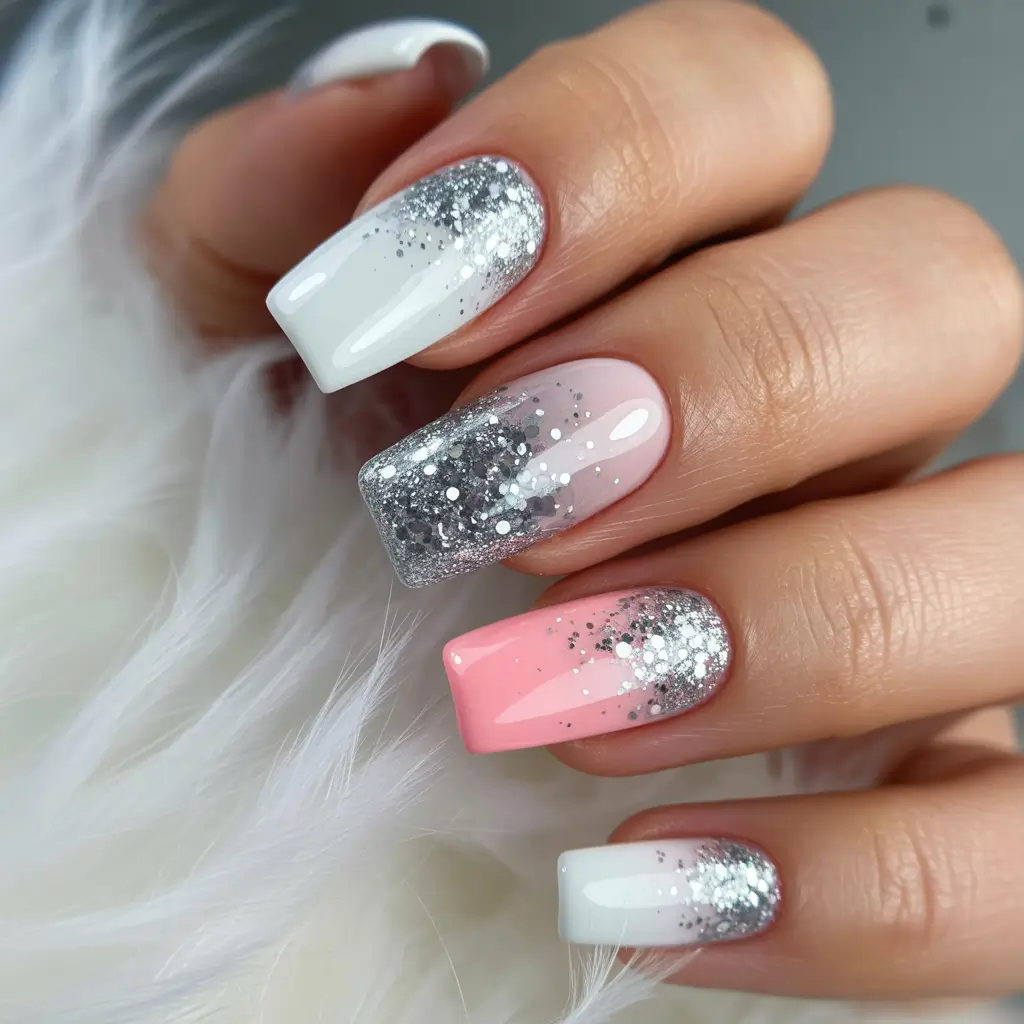 christmas nail art ideas 2025 Frosted Candy Dreams
