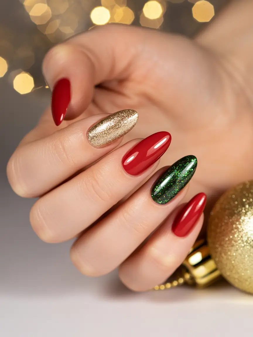 christmas nail color ideas red Classic Holiday Trio