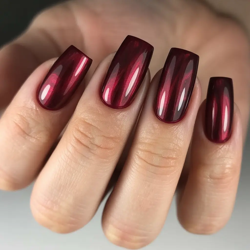christmas nail color ideas red Crimson Chrome Perfection