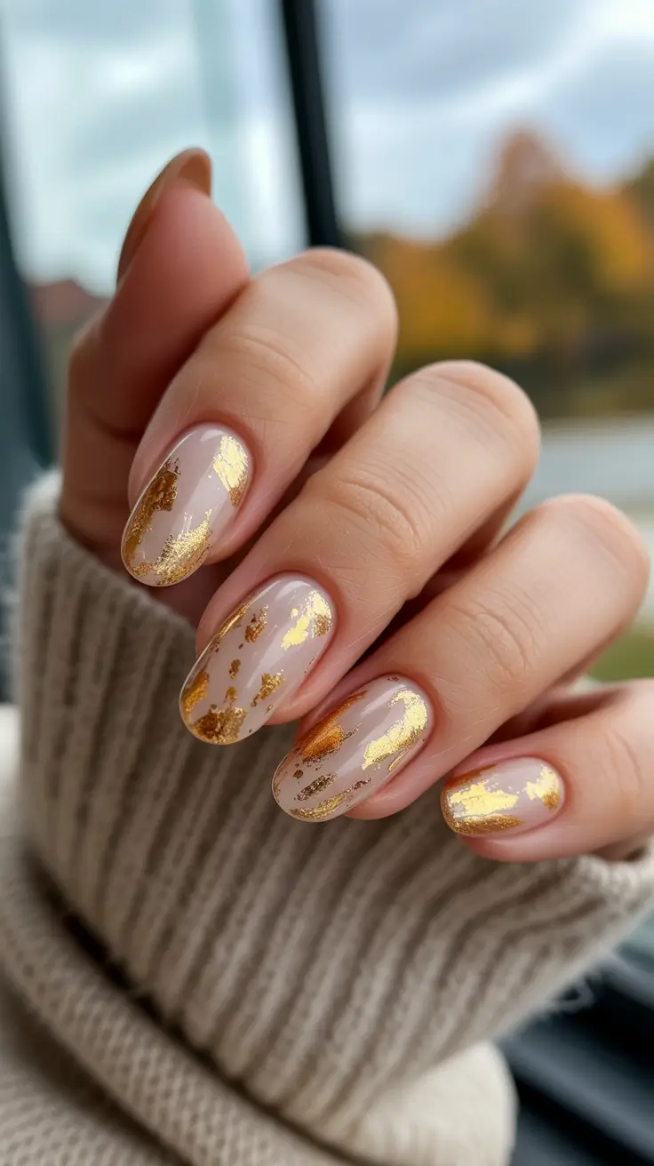 christmas nail colors winter dip Golden Leaf Luxury