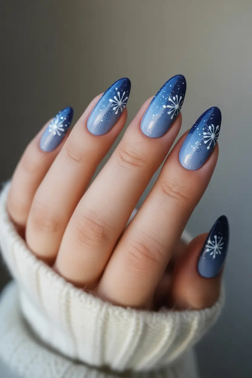 christmas nail colors 2025 Midnight Sky Ombre