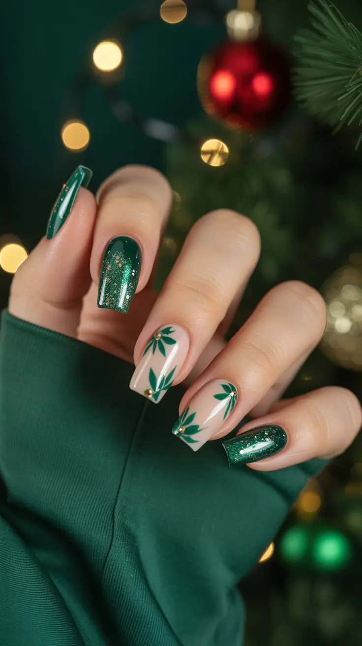 christmas nail color ideas green Evergreen Glow and Holiday Spark
