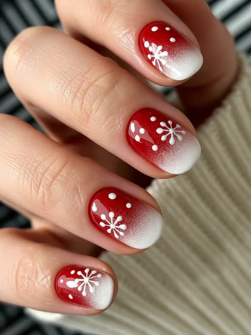 christmas nail colors winter dip Frosty Ombre Red Delight