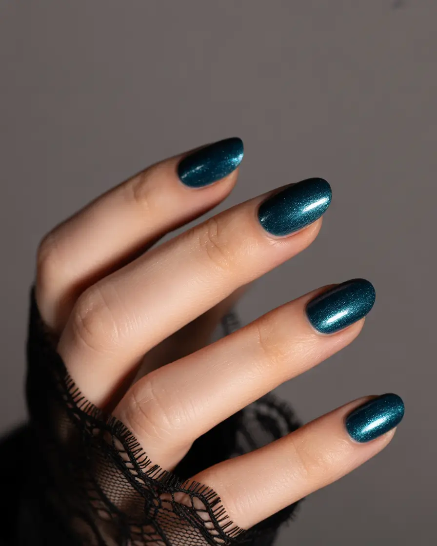 christmas nail colors winter gel Midnight Teal Glow