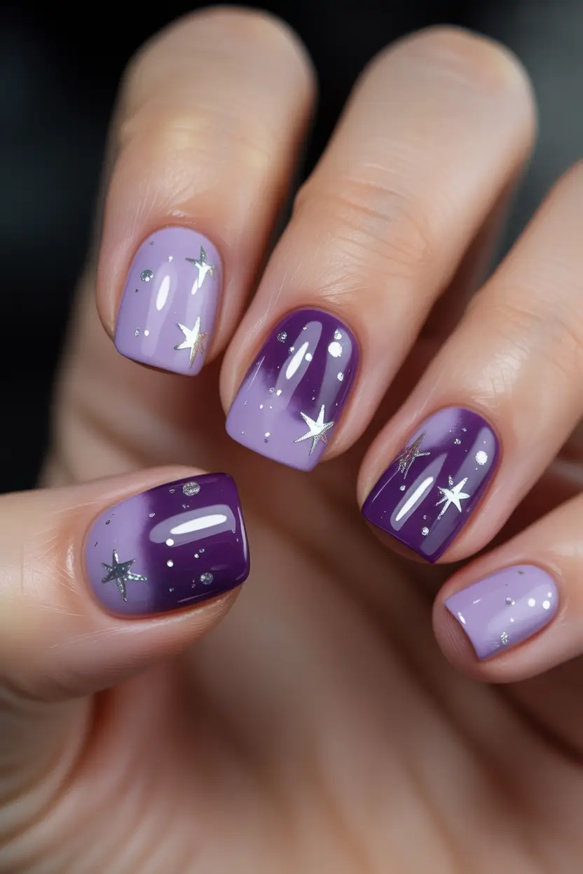 christmas nail colors gel Lavender Night Sky