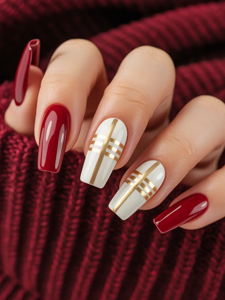 christmas-nails-acrylic-ideas-2025-Gift-Ribbon-Glam