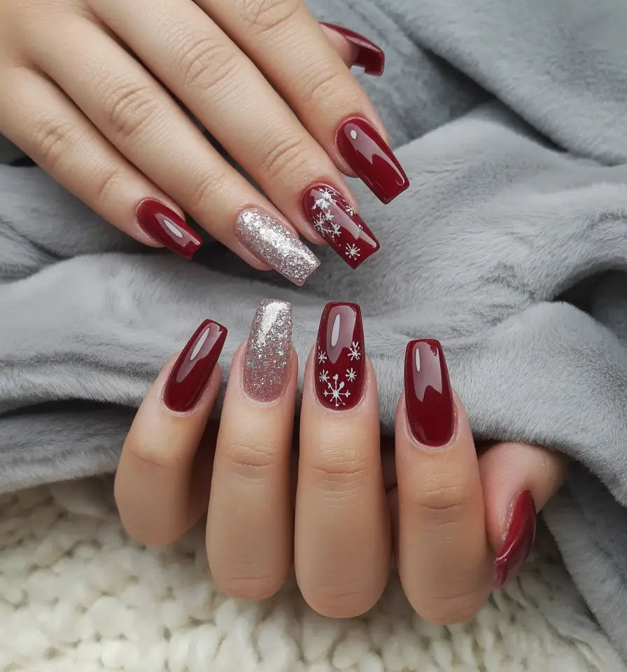 christmas nails acrylic ideas Velvet Ruby Dreams
