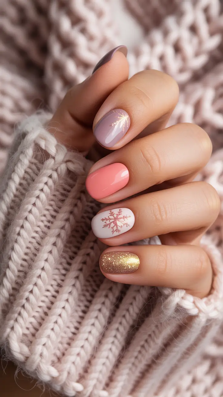 christmas nails acrylic ideas Frosted Candy Pastels