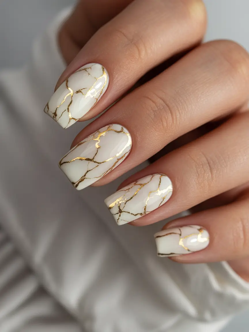 christmas nails acrylic ideas White Marble Glow