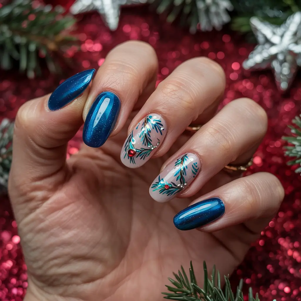 Christmas Tree Nails 2025 Midnight Branches