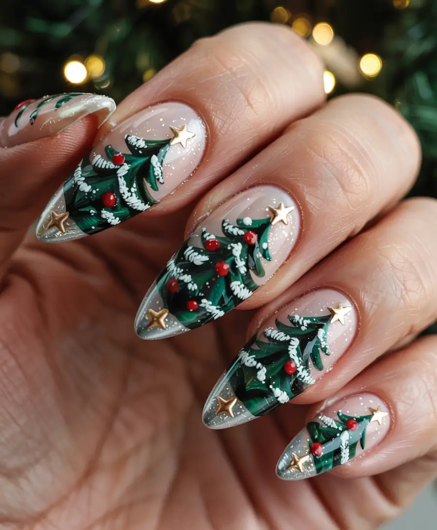 Christmas Tree Nails 2025 Evergreen Glam