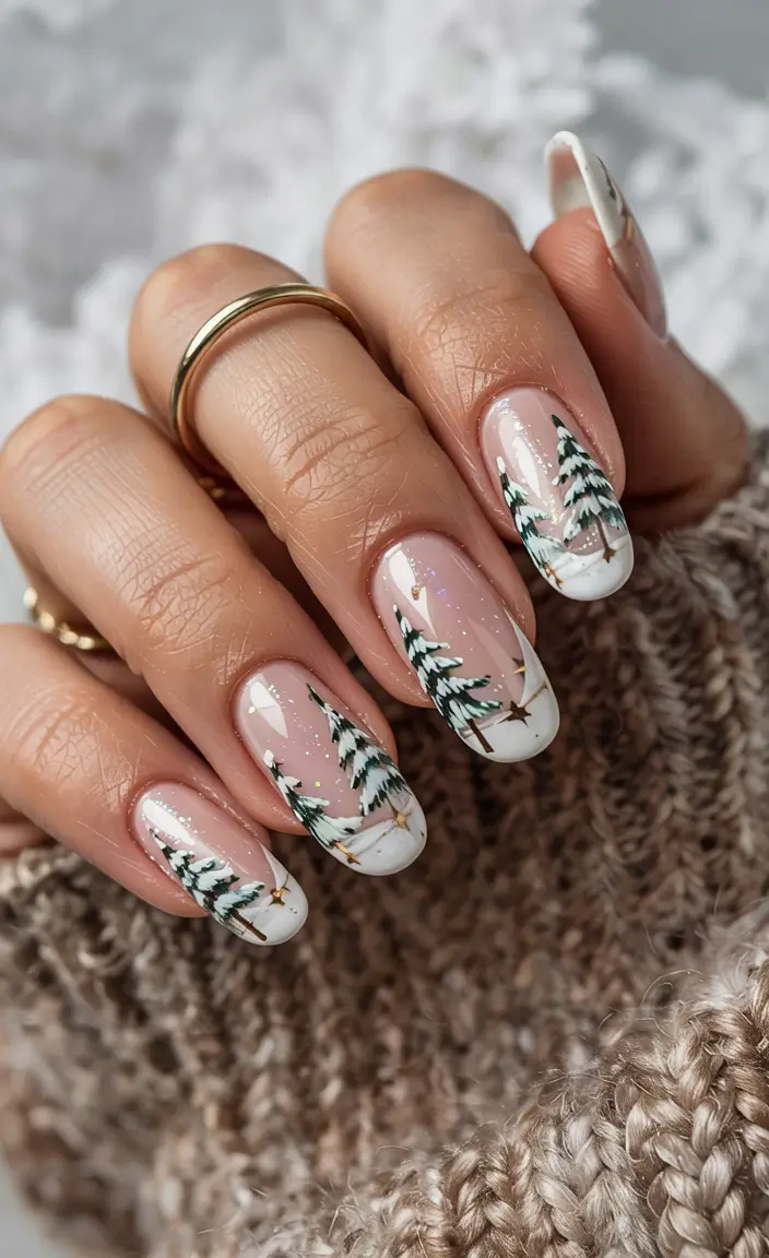 Christmas Tree Nails 2025 Snowy Pines Serenity