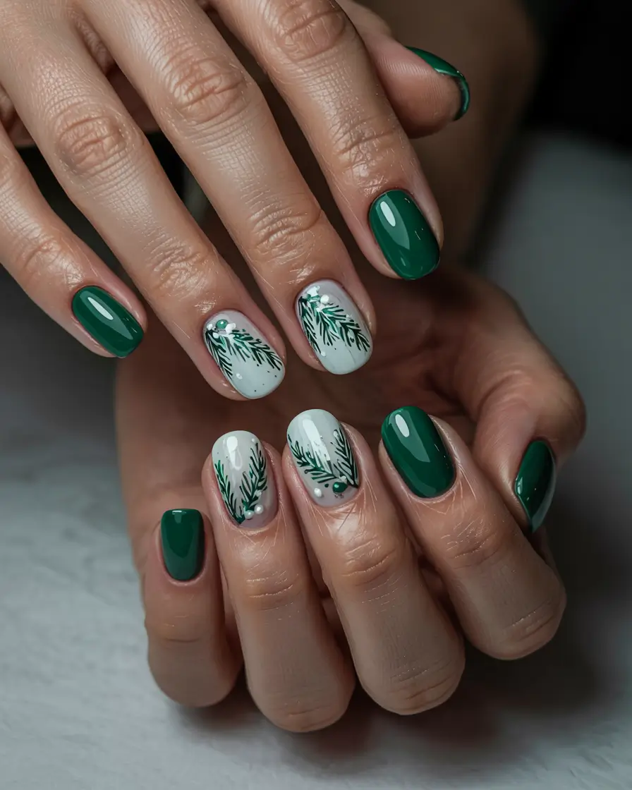 Christmas Tree Nails 2025 Minimal Forest Whispers