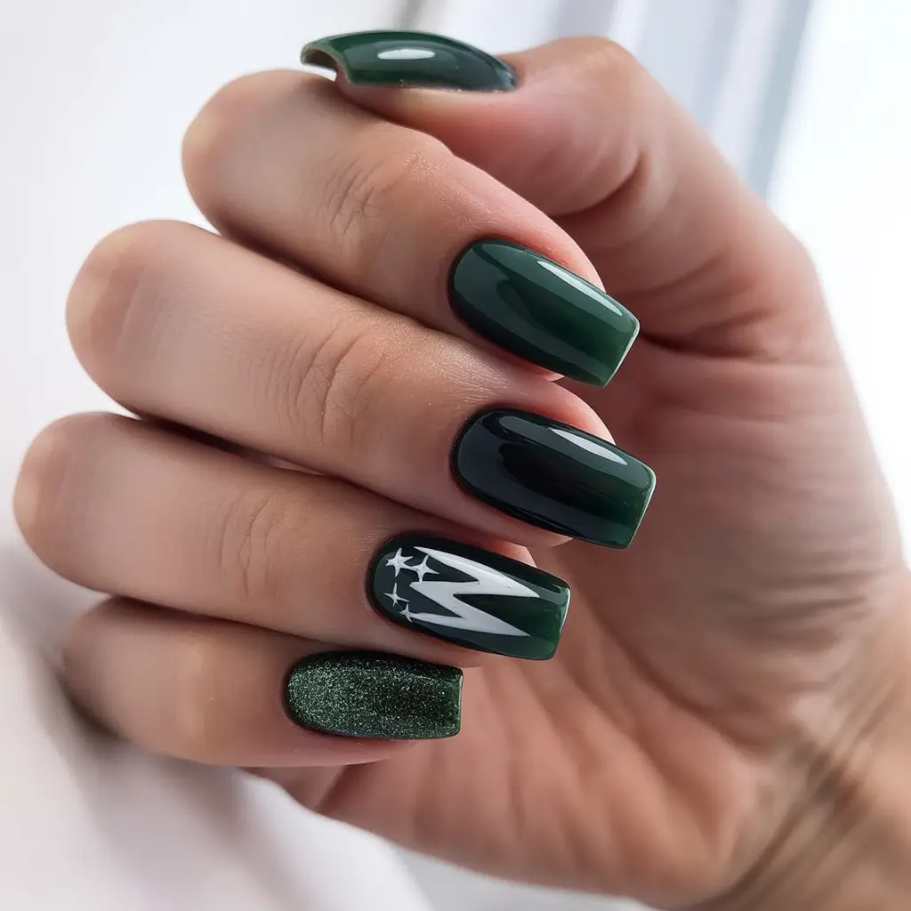 coffin winter nails designs Emerald Depth