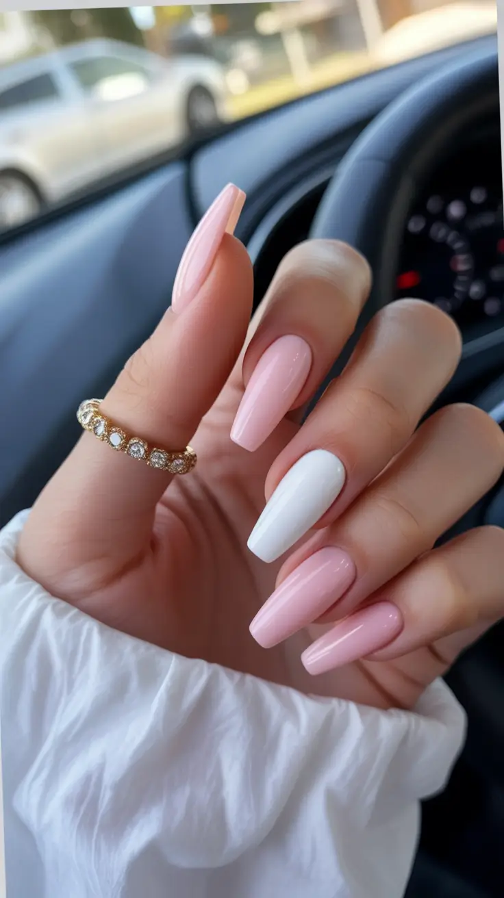 coffin nail ideas winter pink Cotton Candy Frost