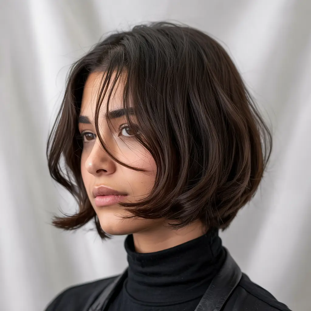 cute winter haircuts ideas 2025 2026 Mini Bob with Airy Ends