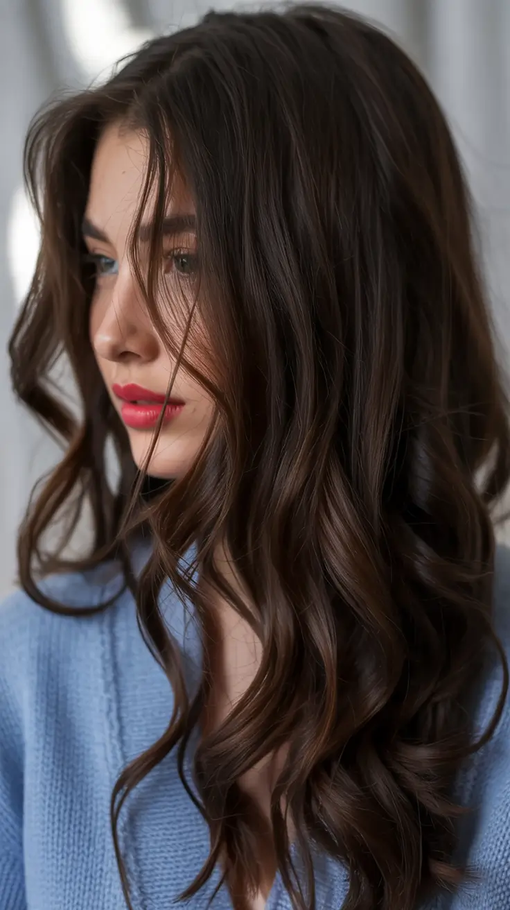 dark winter hair color ideas brunette Mocha Velvet Waves