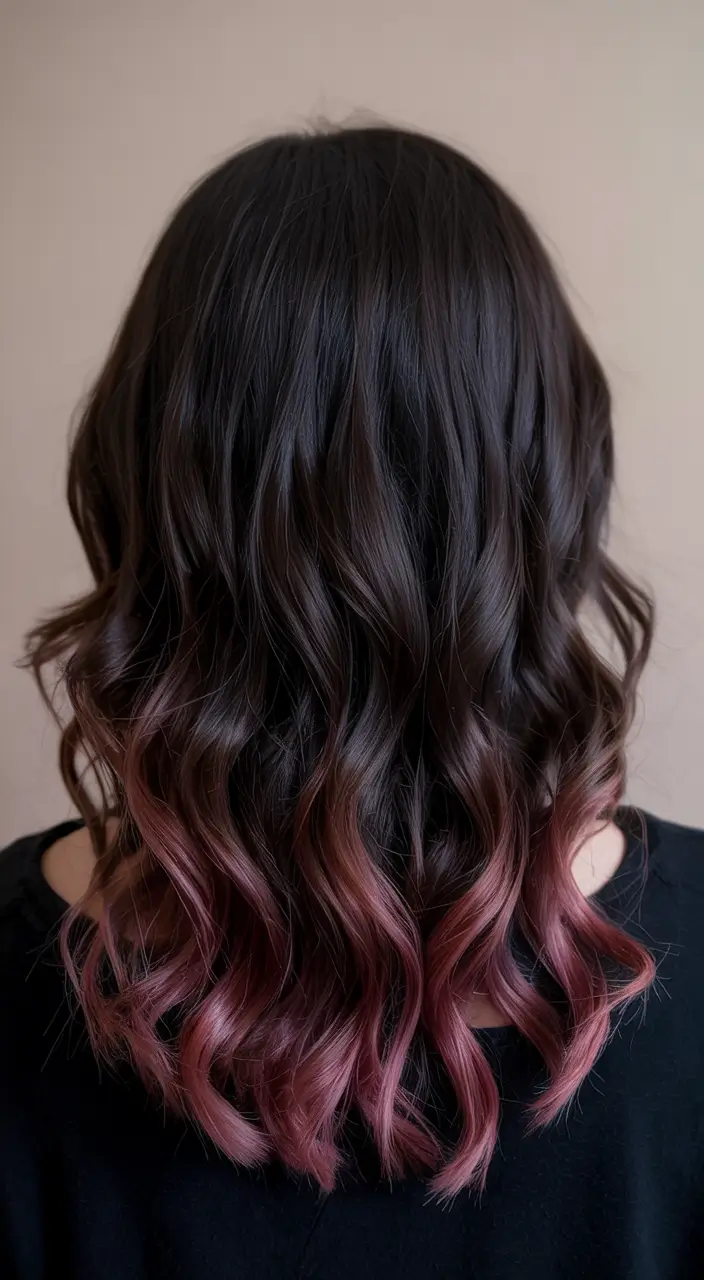 dark winter hair color ideas balayage Rosewood Balayage Ends